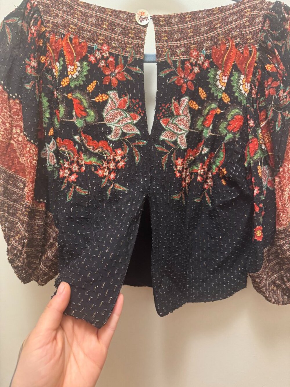 Farm Rio Black Textured Magic Blouse S/M - Picture 9 of 10